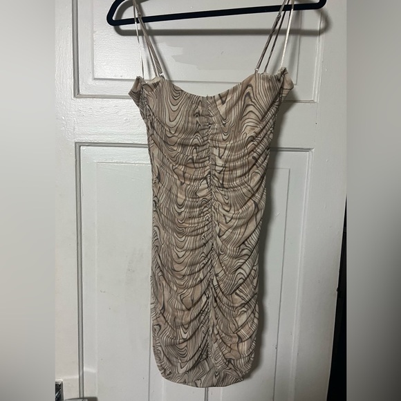 Dynamite Cream Ruched Mesh Mini Dress - Picture 2 of 3